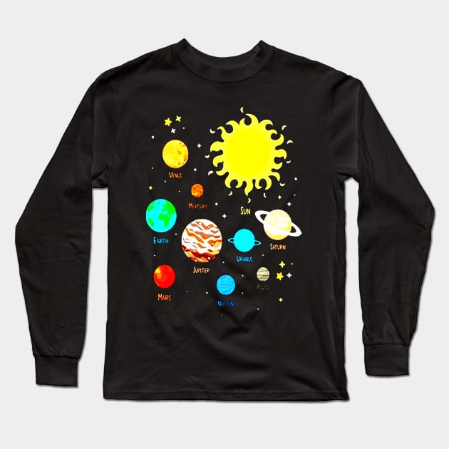 Solar System Dwarf Planets Astronomy Astronaut Long Sleeve T-Shirt by dotanstav